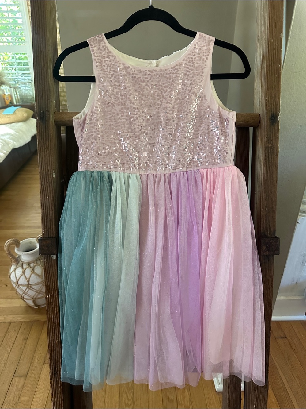 H&M SEQUIN TULLE UNICORN DRESS GIRLS 10 UNICORN HEADBAND EXCELLENT HALLOWEEN